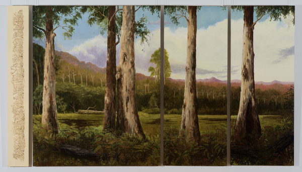 18 - Tall trees fired country garden site painting